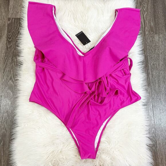 NWT Eloquii Womens Fedora One Piece Swimsuit Pink Fuschia Plus Size 26 - Picture 2 of 7